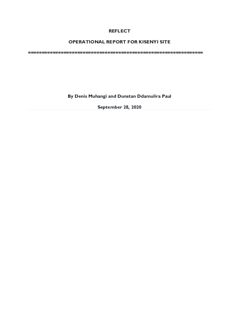 thumbnail of Research Operational Report on Reflect Fieldwork in Kisenyi – Sept 28th – Final